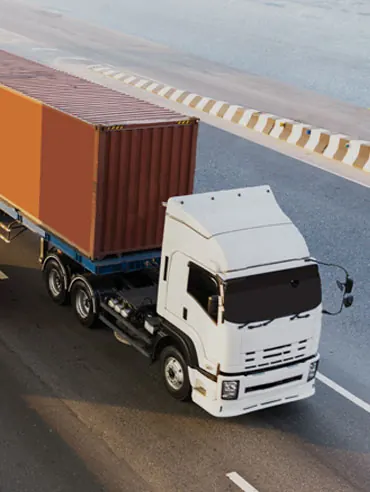Container lorry travelling by road